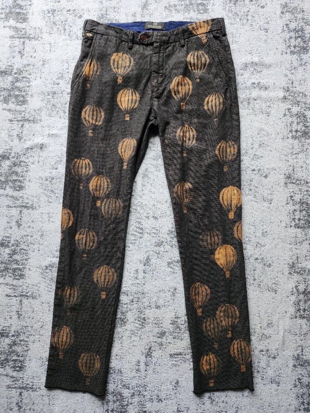 Scotch & Soda Charcoal Grey Custom Hand Painted Hot Air Balloon Pants